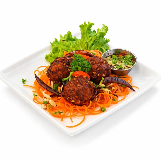 Larb Tod (Thai Crispy Chicken Balls).