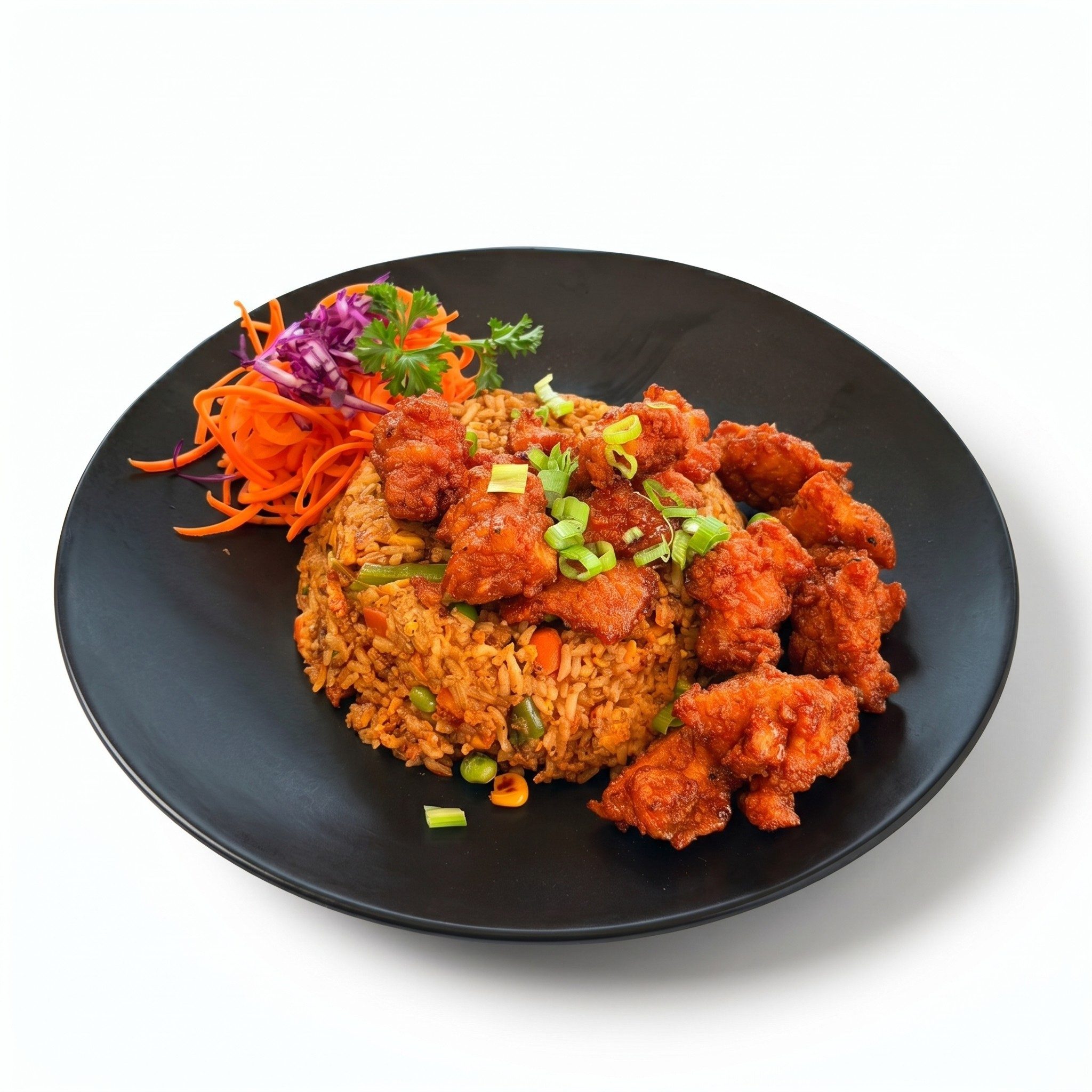 Korean Fried Rice with Crispy Chicken.