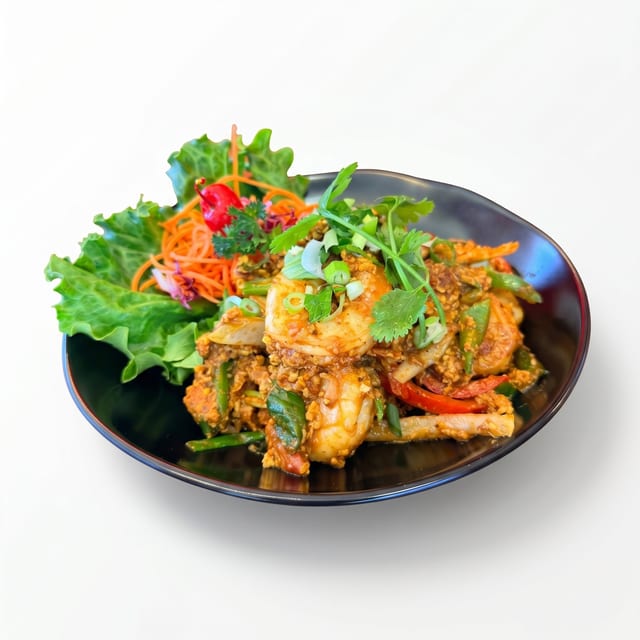 SP-Koong Karee (Shrimp Yellow Curry Stir-Fry).